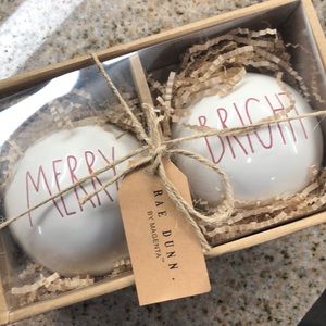 NWT Rae Dunn MERRY & BRIGHT Christmas Ornaments L